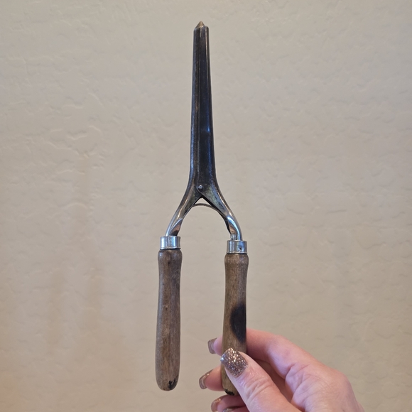 Vintage Other - Antique Victorian Hair Mustache Curler Ringlet Curling Crimping Iron Wood Handle